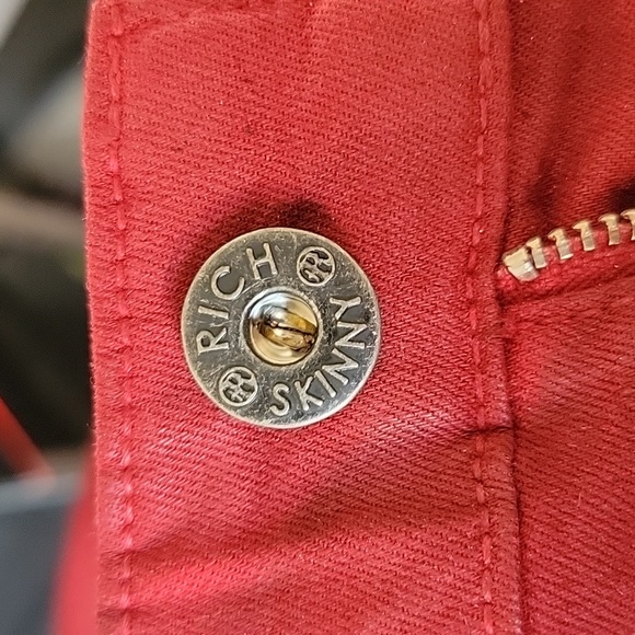 EUC Ruby Red Stretch Skinny Jeans Sz 24 - Picture 1 of 1